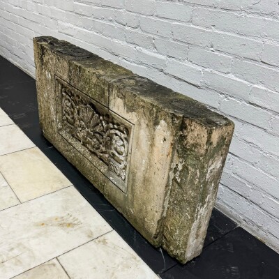 Antique Coade Stone Central Leaf Plaque