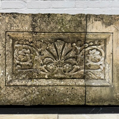 Antique Coade Stone Central Leaf Plaque