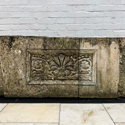 Antique Coade Stone Central Leaf Plaque