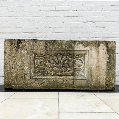 Antique Coade Stone Central Leaf Plaque