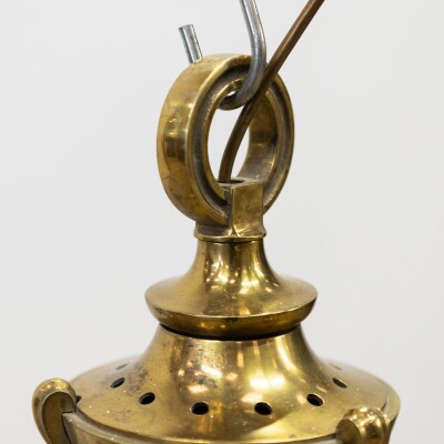 Antique Art Deco Glass & Brass Ceiling Light