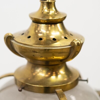Antique Art Deco Glass & Brass Ceiling Light