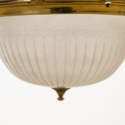 Antique Art Deco Glass & Brass Ceiling Light
