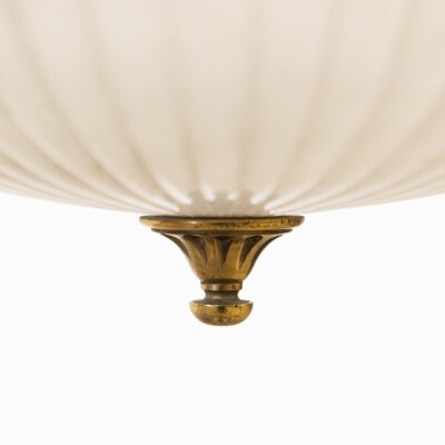 Antique Art Deco Glass & Brass Ceiling Light