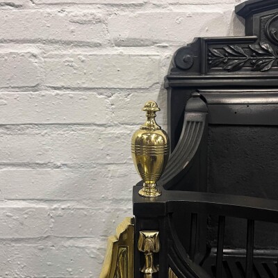 Antique Victorian Cast Iron and Brass Fire Basket