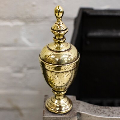 Reclaimed Polished Steel and Brass Cast Iron Fire Basket