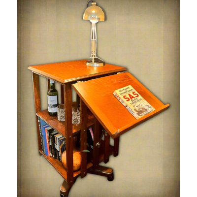 Antique oak revolving bookcase
