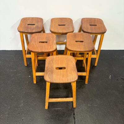 Reclaimed Teak and Beech Wood Lab Stools | 39 Available