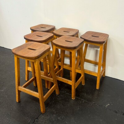 Reclaimed Teak and Beech Wood Lab Stools | 39 Available