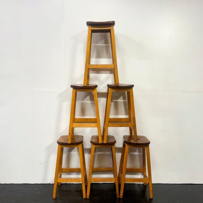 Reclaimed Teak and Beech Wood Lab Stools | 39 Available