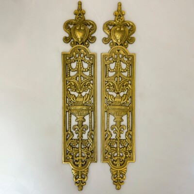 Reclaimed Victorian Style Brass Finger Plates - 9 Pairs Available