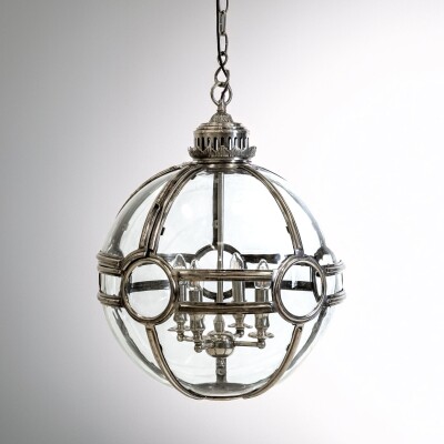 Large Reclaimed Polished Steel Sphere Globe Pendant