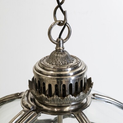 Large Reclaimed Polished Steel Sphere Globe Pendant