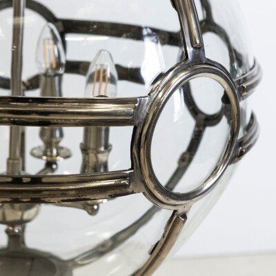 Large Reclaimed Polished Steel Sphere Globe Pendant