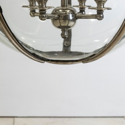 Large Reclaimed Polished Steel Sphere Globe Pendant