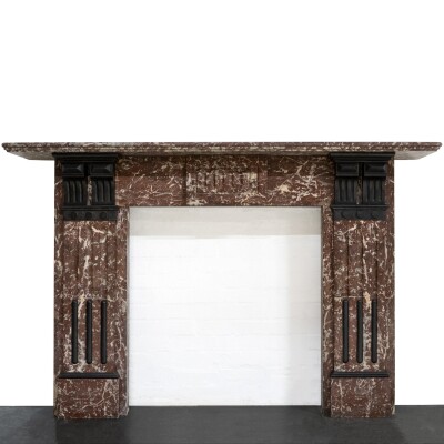 Large Antique Rouge Royal Red Marble Fireplace Surround