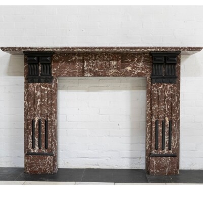 Large Antique Rouge Royal Red Marble Fireplace Surround