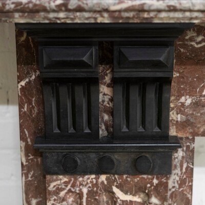 Large Antique Rouge Royal Red Marble Fireplace Surround
