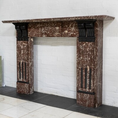 Large Antique Rouge Royal Red Marble Fireplace Surround