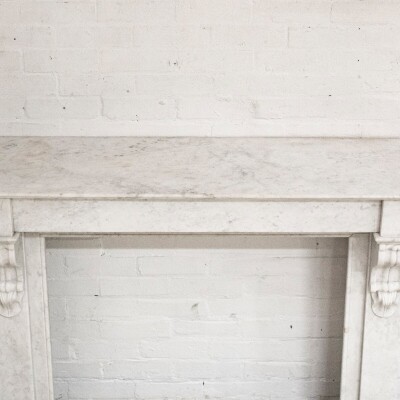 Antique 19th Century French Style Carved Marble Fireplace in Carrara Marble