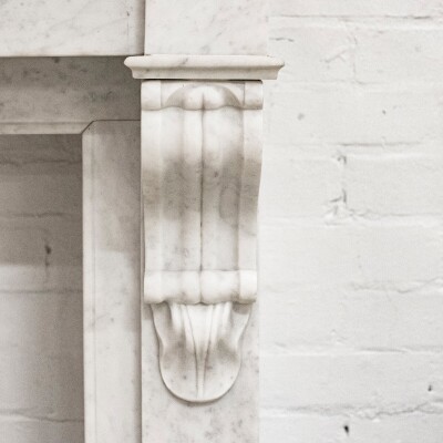 Antique 19th Century French Style Carved Marble Fireplace in Carrara Marble