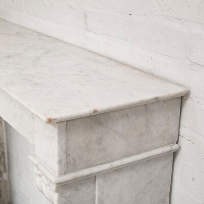 Antique 19th Century French Style Carved Marble Fireplace in Carrara Marble