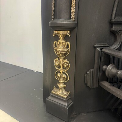 Antique Victorian Arched Cast Iron Insert with Brass
