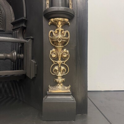 Antique Victorian Arched Cast Iron Insert with Brass