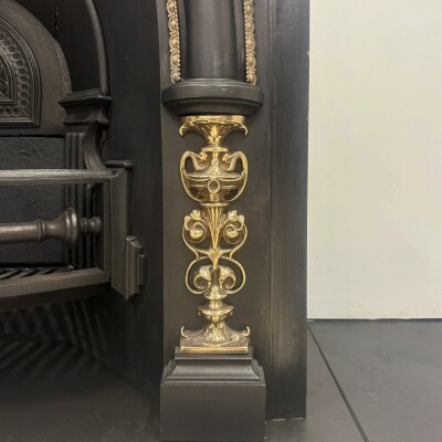 Antique Victorian Arched Cast Iron Insert with Brass