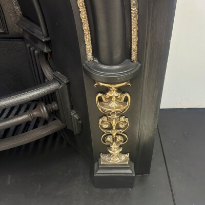 Antique Victorian Arched Cast Iron Insert with Brass