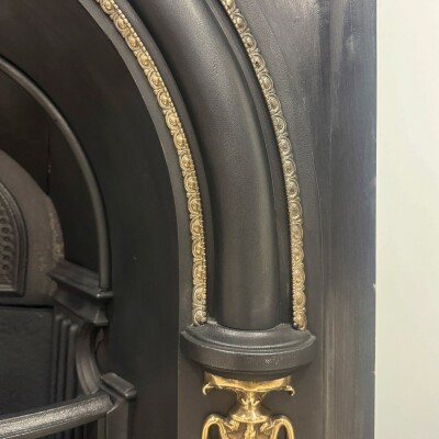 Antique Victorian Arched Cast Iron Insert with Brass