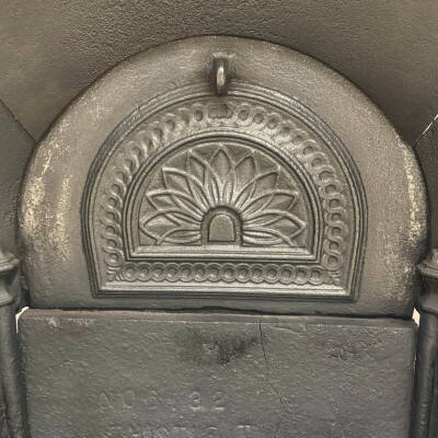 Antique Victorian Arched Cast Iron Insert with Brass
