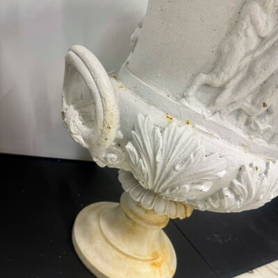Pair of Antique Campaign Cast Iron Urns