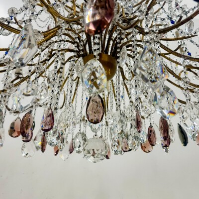 Reclaimed Antique Coloured Crystal Chandelier | 12 Arm