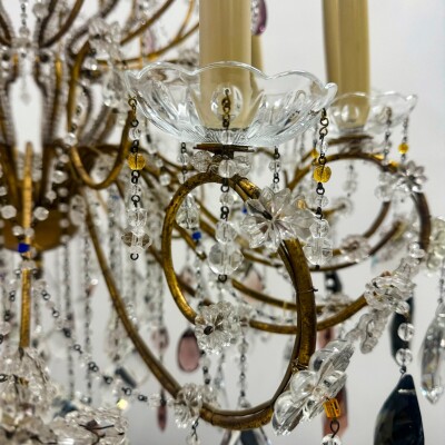Reclaimed Antique Coloured Crystal Chandelier | 12 Arm