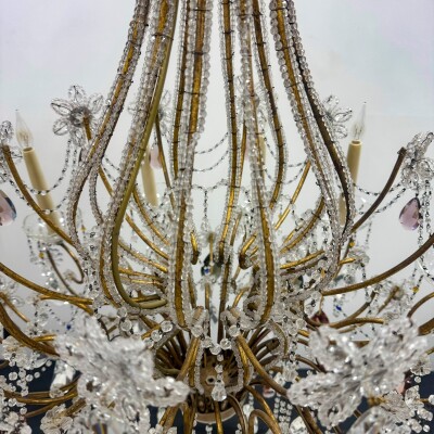 Reclaimed Antique Coloured Crystal Chandelier | 12 Arm