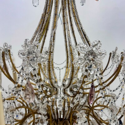 Reclaimed Antique Coloured Crystal Chandelier | 12 Arm