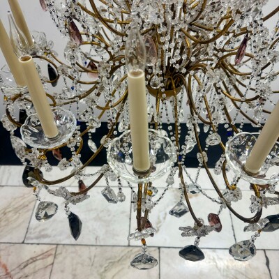 Reclaimed Antique Coloured Crystal Chandelier | 12 Arm