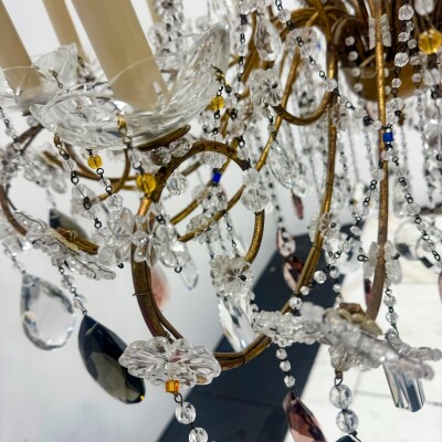 Reclaimed Antique Coloured Crystal Chandelier | 12 Arm