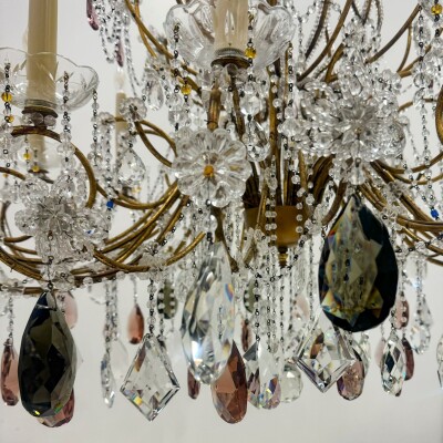 Reclaimed Antique Coloured Crystal Chandelier | 12 Arm