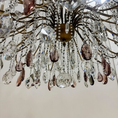 Reclaimed Antique Coloured Crystal Chandelier | 12 Arm