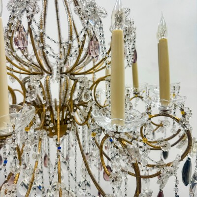 Reclaimed Antique Coloured Crystal Chandelier | 12 Arm
