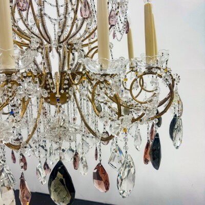 Reclaimed Antique Coloured Crystal Chandelier | 12 Arm
