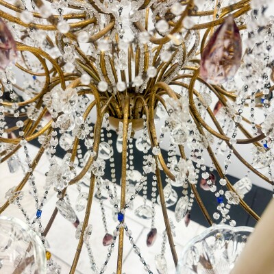 Reclaimed Antique Coloured Crystal Chandelier | 12 Arm