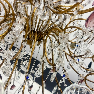 Reclaimed Antique Coloured Crystal Chandelier | 12 Arm