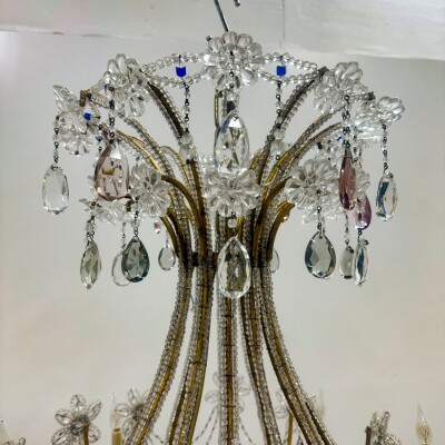 Reclaimed Antique Coloured Crystal Chandelier | 12 Arm