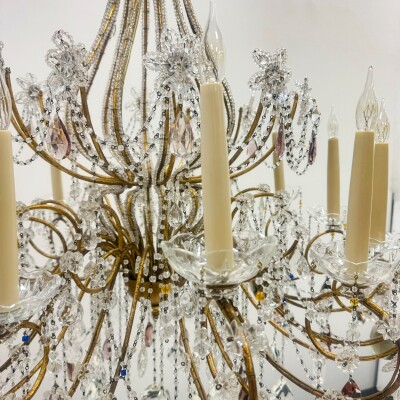 Reclaimed Antique Coloured Crystal Chandelier | 12 Arm