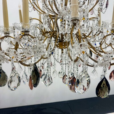 Reclaimed Antique Coloured Crystal Chandelier | 12 Arm