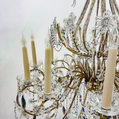 Reclaimed Antique Coloured Crystal Chandelier | 12 Arm
