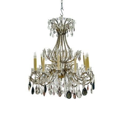 Reclaimed Antique Coloured Crystal Chandelier | 12 Arm